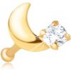 Šperky eshop - Piercing do nosa v žltom 14K zlate - rovný, kosáčik mesiaca, zirkón S2GG93.01 Šperky eshop - Piercing do nosa v žltom 14K zlate - rovný, kosáčik mesiaca, zirkón S2GG93.01