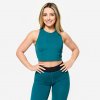 Domyos dámsky fitness crop top priliehavý petrolejový Domyos dámsky fitness crop top priliehavý petrolejový