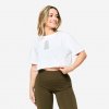 DOMYOS Dámsky fitness crop top voľného strihu biely