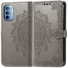 Peňaženkové puzdro Embossing Pattern Mandala Flower sivé – Motorola Moto G31 / G41 Peňaženkové puzdro Embossing Pattern Mandala Flower sivé – Motorola Moto G31 / G41