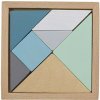 Drevený tangram - s modrou kockou v strede Drevený tangram - s modrou kockou v strede