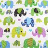 Pro Háčkování Bavlněná látka sloni v modré a zelené Pro Háčkování Bavlněná látka sloni v modré a zelené