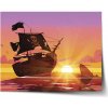 Sablio Plagát Pirátska loď pri západe slnka - 90x60 cm Sablio Plagát Pirátska loď pri západe slnka - 90x60 cm
