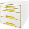 Zásuvkový box Leitz WOW CUBE, 4 zásuvky, bílá/žlutá 52132016 Zásuvkový box Leitz WOW CUBE, 4 zásuvky, bílá/žlutá 52132016