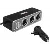 Rozbočovač cigaretového zapaľovača Plug - 3 Zásuvky + USB zásuvka Rozbočovač cigaretového zapaľovača Plug - 3 Zásuvky + USB zásuvka
