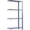 Majster Regál Bezskrutkový kovový regál prídavný modul 200x120x50cm T profil, 4 police, Modrá/Zinok Majster Regál Bezskrutkový kovový regál prídavný modul 200x120x50cm T profil, 4 police, Modrá/Zinok