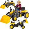Detský šliapací traktor s radlicou - žltý