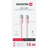 SWISSTEN TEXTILE II USB-C/USB-C 60W 3A 1,5m ružový SWISSTEN TEXTILE II USB-C/USB-C 60W 3A 1,5m ružový