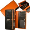 Impex Ochrana RFID - Veľká dámska peňaženka s 13 slotmi na karty - hovädzia koža nappa čierna/oranžová Veľkosť: UNI Impex Ochrana RFID - Veľká dámska peňaženka s 13 slotmi na karty - hovädzia koža nappa čierna/oranžová Veľkosť: UNI