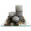 TORO Darčekový set 3 sviečok s vôňou jazmínu na sklenenom podnose s kameňmi 6×6; 6,8×7,4; 6,9×12,1 560153/90 TORO Darčekový set 3 sviečok s vôňou jazmínu na sklenenom podnose s kameňmi 6×6; 6,8×7,4; 6,9×12,1 560153/90