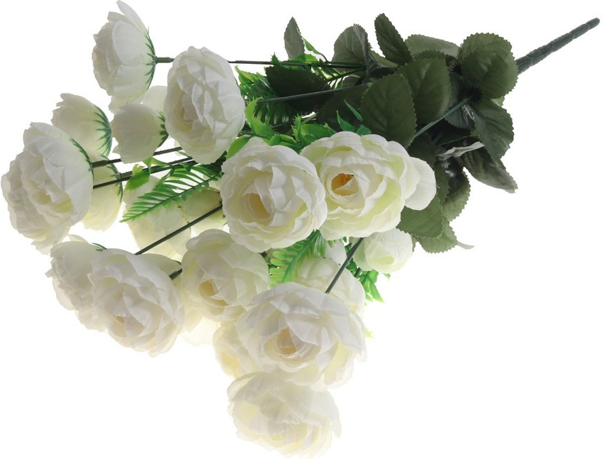 Umelé kvety, plast 490mm ruža, biela