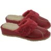 Dámske červené kožené papuče na kline s kožušinou EVA Dámske červené kožené papuče na kline s kožušinou EVA