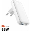 Sieťový GaN adaptér FIXED Slim Traveller s USB-C a USB výstupom s vymeniteľnými adaptérmi 65W biely Sieťový GaN adaptér FIXED Slim Traveller s USB-C a USB výstupom s vymeniteľnými adaptérmi 65W biely