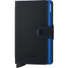 Kožené puzdro na karty SECRID Miniwallet Matte Black & Blue čierne s modrým prešívaním