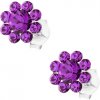 Šperky eshop - Náušnice zo striebra 925, trblietavý kvietok - fialové krištále Preciosa I34.17 Šperky eshop - Náušnice zo striebra 925, trblietavý kvietok - fialové krištále Preciosa I34.17