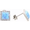 Strieborné náušnice kôstky so svetlo modrým opálom a kryštálmi Swarovski Elements Blue Opal Strieborné náušnice kôstky so svetlo modrým opálom a kryštálmi Swarovski Elements Blue Opal