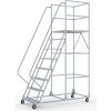 Pojazdný oceľový rebrík s plošinou, 8 priečok, výška plošiny 2 m Pojazdný oceľový rebrík s plošinou, 8 priečok, výška plošiny 2 m