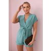 Short jumpsuit with a dark mint waist tie hnedá One size Kesi Włoski 5907302526830 Short jumpsuit with a dark mint waist tie hnedá One size Kesi Włoski 5907302526830