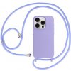 Kryt iPhone 15 Plus so šnúrkou silikónové fialová farba Kryt iPhone 15 Plus so šnúrkou silikónové fialová farba