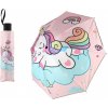 Teddies Deštník Jednorožec skládací látka/kov 25cm růžový v sáčku