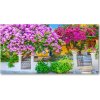 Fotoobraz sklenený na stenu do obývačky Dom s budgenvillou 100x50 cm Fotoobraz sklenený na stenu do obývačky Dom s budgenvillou 100x50 cm