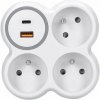 Solight rozbočka, 3x 16A, USB A+C rychlonabíječka 20W PD, bílá-šedá P106C-PD20 Solight rozbočka, 3x 16A, USB A+C rychlonabíječka 20W PD, bílá-šedá P106C-PD20