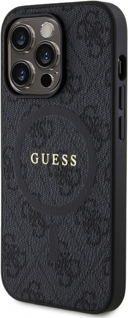 Guess PU Leather 4G Colored Ring MagSafe iPhone 14 Pro čierne
