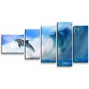 Sablio Obraz - 5-dílný Delfíni ve vlnách - 100x60 cm Sablio Obraz - 5-dílný Delfíni ve vlnách - 100x60 cm