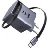 UGREEN síťová rychlonabíječka se zatahovacím kabelem 100W 3-Port, 2x USB-C, 1x USB-A, GaN, stříbrná 65828 UGREEN síťová rychlonabíječka se zatahovacím kabelem 100W 3-Port, 2x USB-C, 1x USB-A, GaN, stříbrná 65828