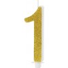 Sviečka PartyDeco - Číslo 1 (zlatá) 10cm Sviečka PartyDeco - Číslo 1 (zlatá) 10cm