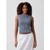 GAP Kockovaný peplum crop top Modrá GAP Kockovaný peplum crop top Modrá