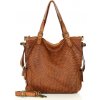 Mazzini Marco Camel kožená pletená shopper kabelka