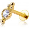 Šperky eshop - Piercing do pery a brady z 375 žltého zlata - okrúhly číry zirkón s ozdobným orámovaním S2GG206.46 Šperky eshop - Piercing do pery a brady z 375 žltého zlata - okrúhly číry zirkón s ozdobným orámovaním S2GG206.46