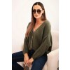 Kesi Dámsky sveter s V výstrihom a gombíkmi Zelená