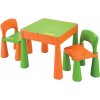 NEW BABY Detský stolík a stoličky 3v1 MAMUT - oranžovo-zelené