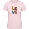 E190 Dámske Tričko s Nápisom LOVE s labkou Orchideová ružová