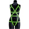 Dámsky zeleno-čierny svietiaci harness Glow Bondage, S–M Dámsky zeleno-čierny svietiaci harness Glow Bondage, S–M