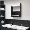 Kúpeľňová skrinka s LED a zrkadlom, lesklá čierna 50x14x60 cm-ForU-326481 Kúpeľňová skrinka s LED a zrkadlom, lesklá čierna 50x14x60 cm-ForU-326481
