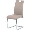 Autronic HC-481 LAN jedálenská stoličky ekokoža lanýžová, biele prešitie/nohy kov, chróm