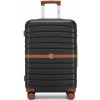 Cestovný kufor ABS+PC s pruhovaným vzorom Kono - 62 L - čierno-hnedý Cestovný kufor ABS+PC s pruhovaným vzorom Kono - 62 L - čierno-hnedý