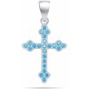 Brilio Silver Strieborný prívesok so svetlo modrými zirkónmi Krížik PT84WAQ