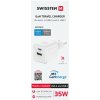 SWISSTEN Adaptér GaN 1x USB-C 35W + USB-A 27W biely SWISSTEN Adaptér GaN 1x USB-C 35W + USB-A 27W biely