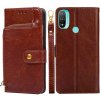 Peňaženkové kožené puzdro Zipper Bag na Motorola Moto E20 / E30 / E40 - Hnedá Peňaženkové kožené puzdro Zipper Bag na Motorola Moto E20 / E30 / E40 - Hnedá
