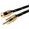 Kábel 3,5mm stereo jack M/F 2.5m, Gold, čierny, G pozl. kon Kábel 3,5mm stereo jack M/F 2.5m, Gold, čierny, G pozl. kon