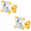 Šperky eshop - Náušnice zo žltého 9K zlata - ligotavý zirkónový štvorec čírej farby, puzetky, 7 mm S1GG39.39 Šperky eshop - Náušnice zo žltého 9K zlata - ligotavý zirkónový štvorec čírej farby, puzetky, 7 mm S1GG39.39