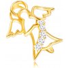 Šperky eshop - Diamantový prívesok zo 14K žltého zlata - kontúra anjela s briliantovým pásom S3BT506.15 Šperky eshop - Diamantový prívesok zo 14K žltého zlata - kontúra anjela s briliantovým pásom S3BT506.15