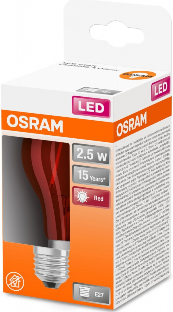 Osram LED žiarovka STAR CLA15 2,5 W E27 červená