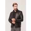 Pánska čierna kožená bunda na zips Pánska čierna kožená bunda na zips