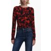 DESIGUAL Dámsky čierny vzorovaný sveter Desigual čierna červená