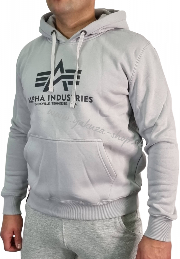 Alpha Industries Basic Hoody pánska mikina Pastel Grey